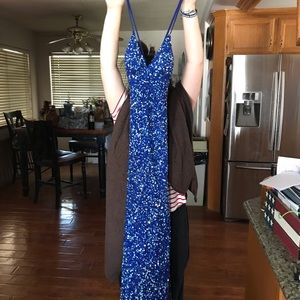 Blue sequin formal. Size 8 Worn once.